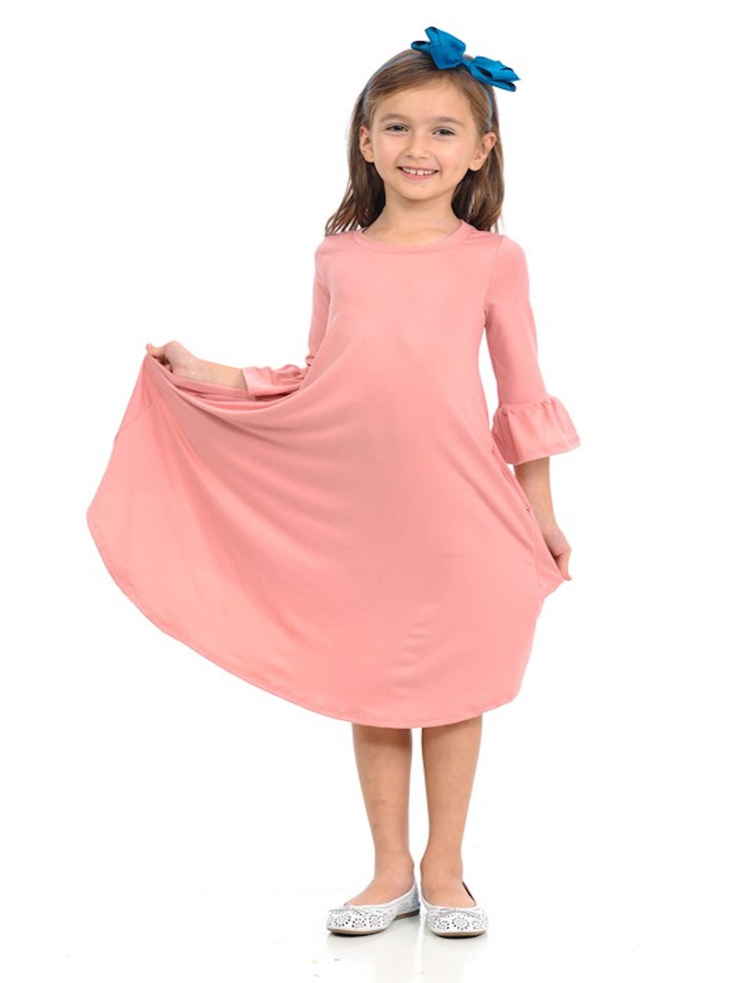 Girls Pocket Dress-Navy
