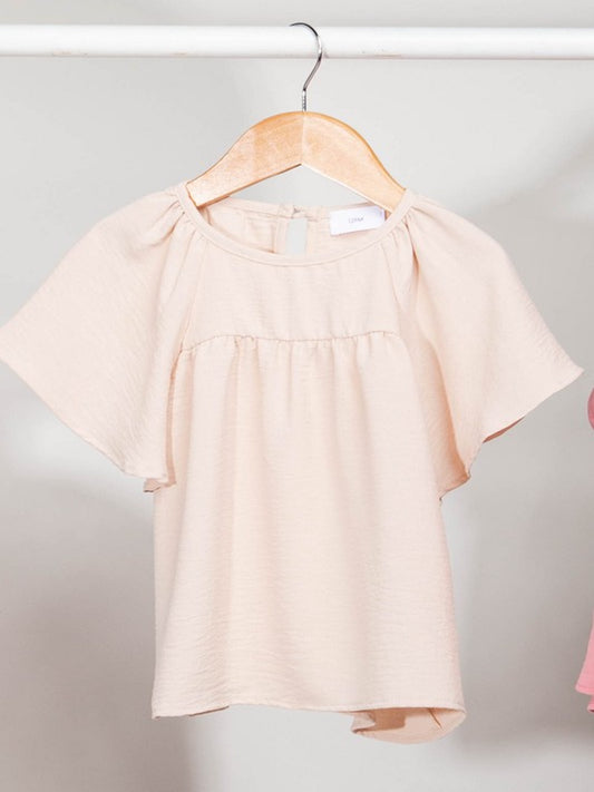 Girls Woven Tops-Biege