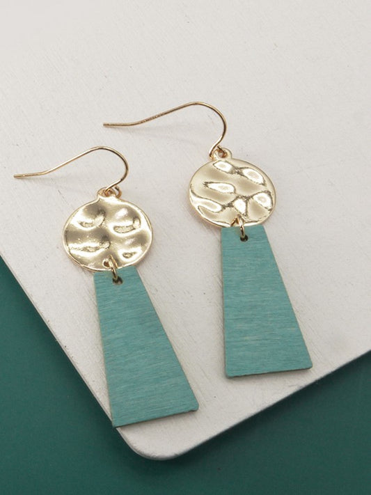 Geo Drop Earrings-Mint/Gold