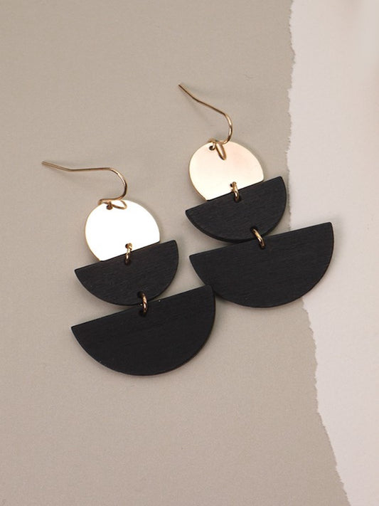 Half Moon Drop Earrings-Gold/Black