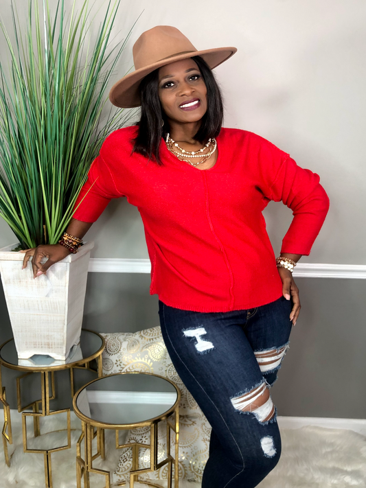 The Comfort Sweater-Red