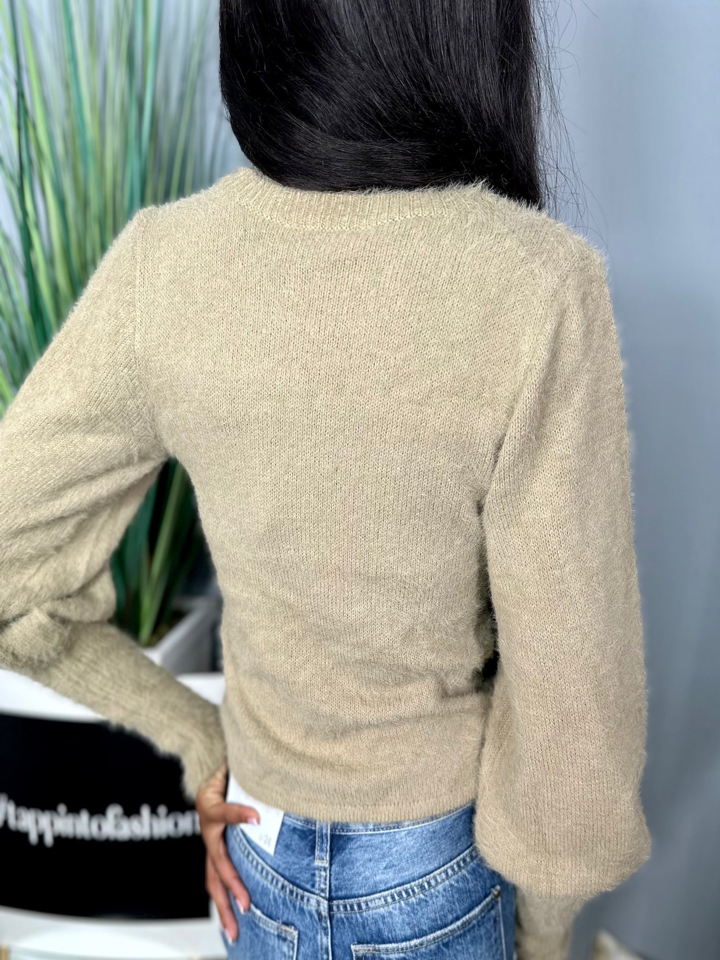 Balloon Sleeve Sweater-Mocha