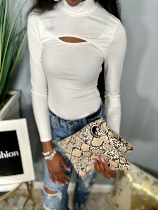 Rib Knit Bodysuit-Off White