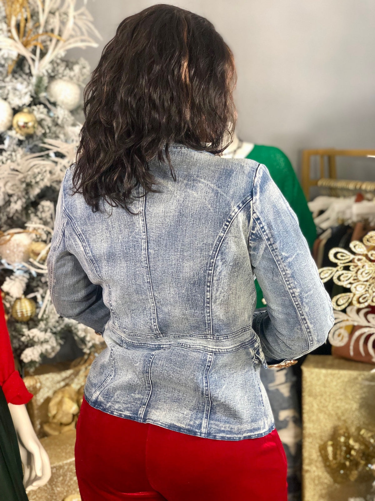 Denim Military Style Blazer