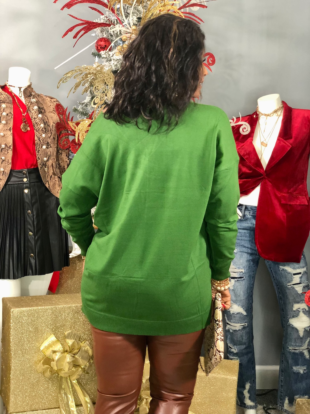 CURVY Girl Knit Sweater-Green