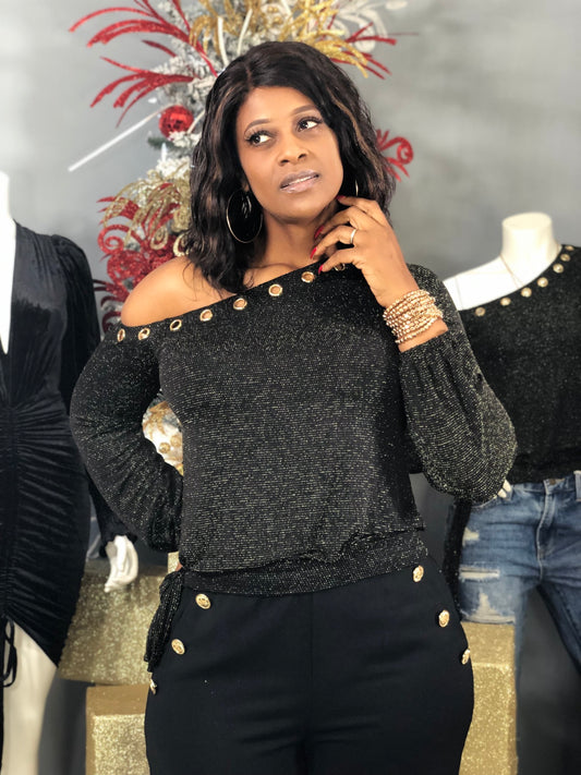 One Shoulder Eyelet Top