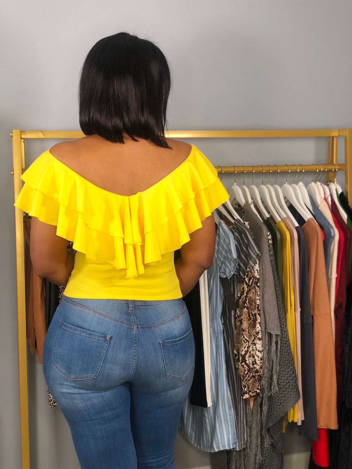 Double Ruffle Top-Yellow