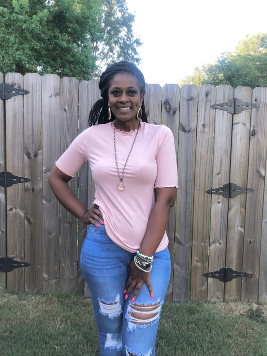 Ribbed Top-Blush