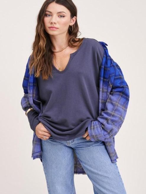 The Harper Top- Steel Blue