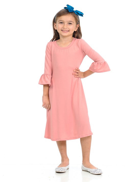 Girls Pocket Dress-Peach