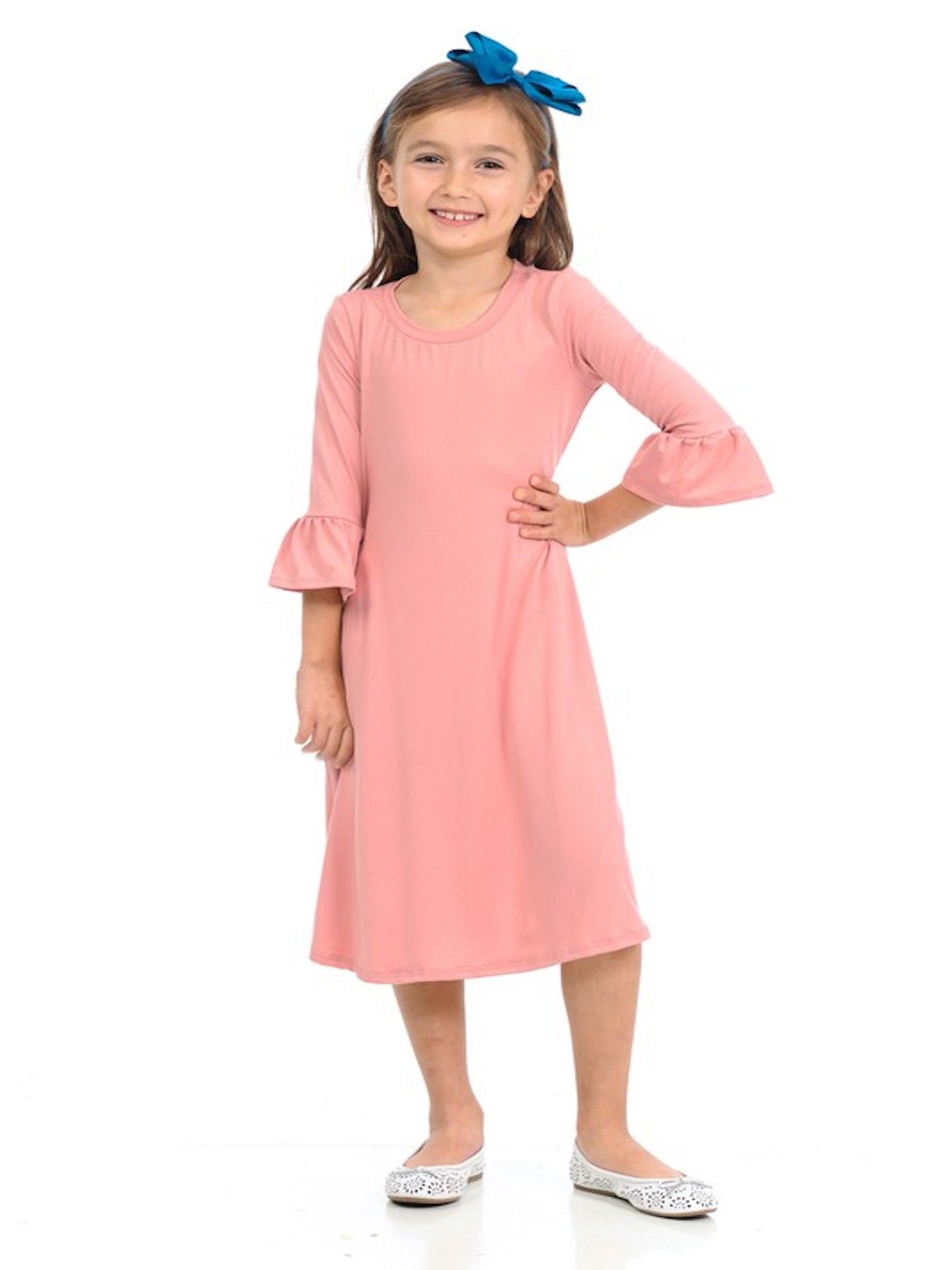 Girls Pocket Dress-Navy