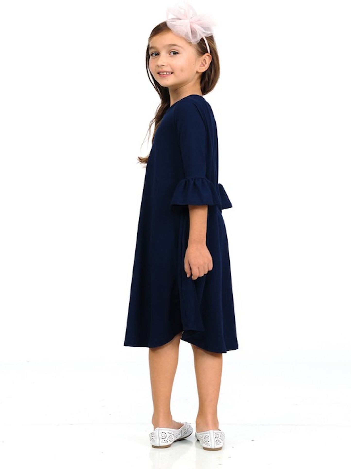 Girls Pocket Dress-Burgundy