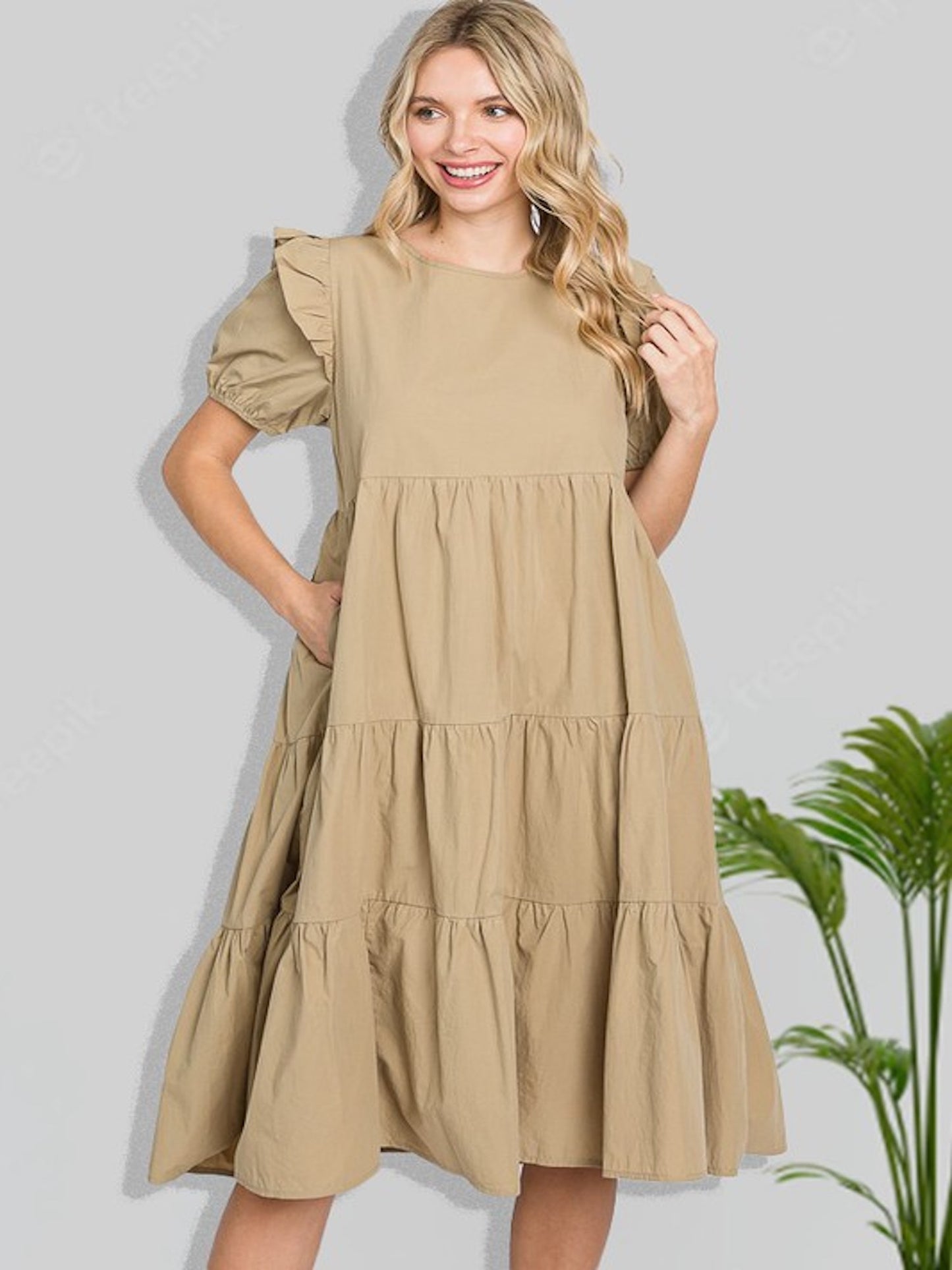 Ruffled Cutie in Taupe