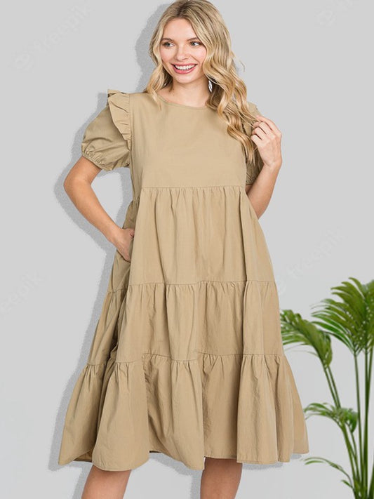 Ruffled Cutie in Taupe
