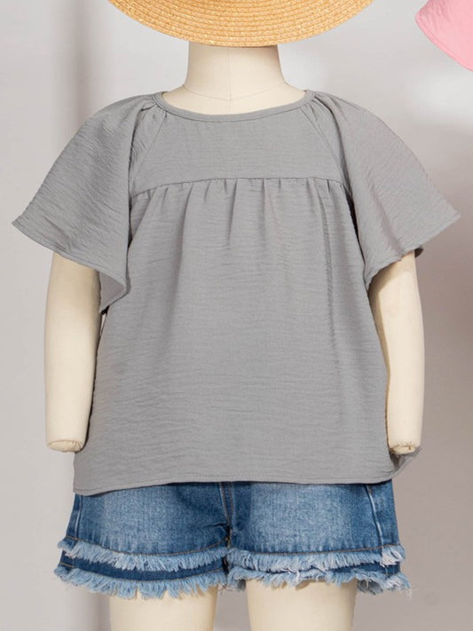 Girls Woven Tops-Light Grey