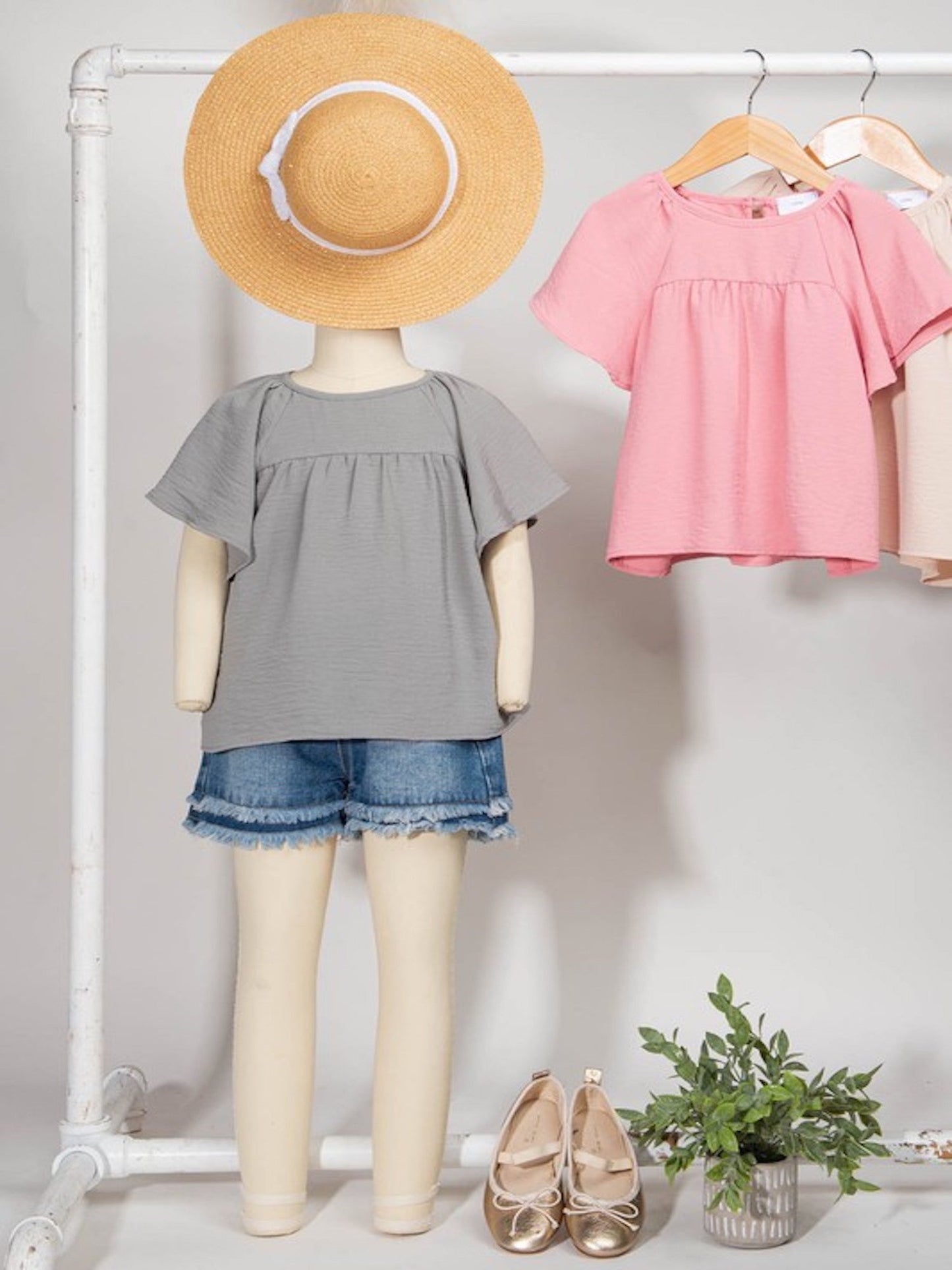 Girls Woven Tops-Rose