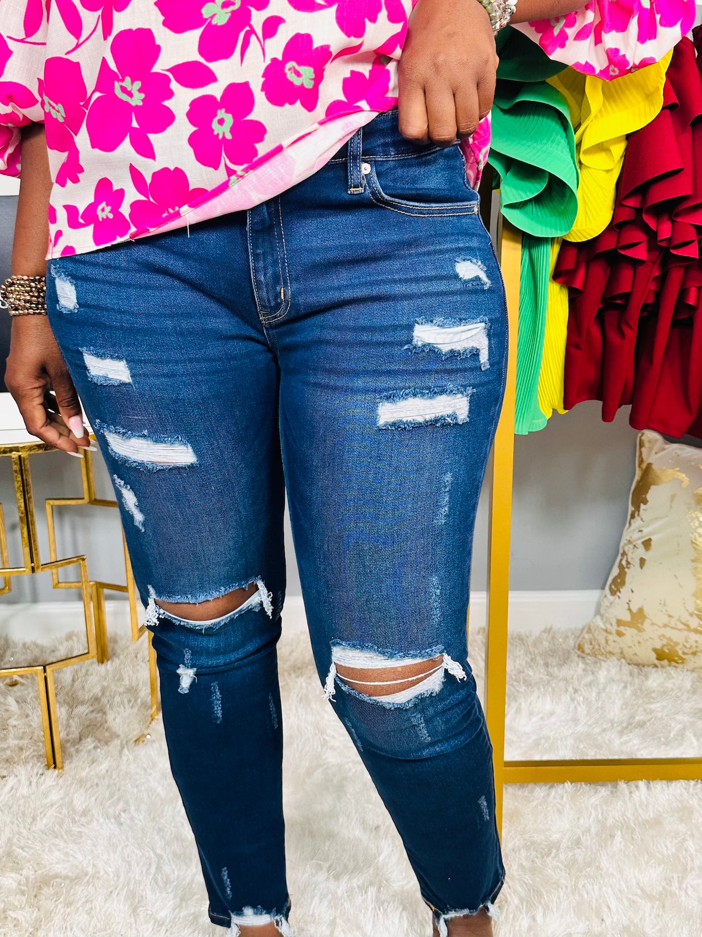 Dark Distressed Denim