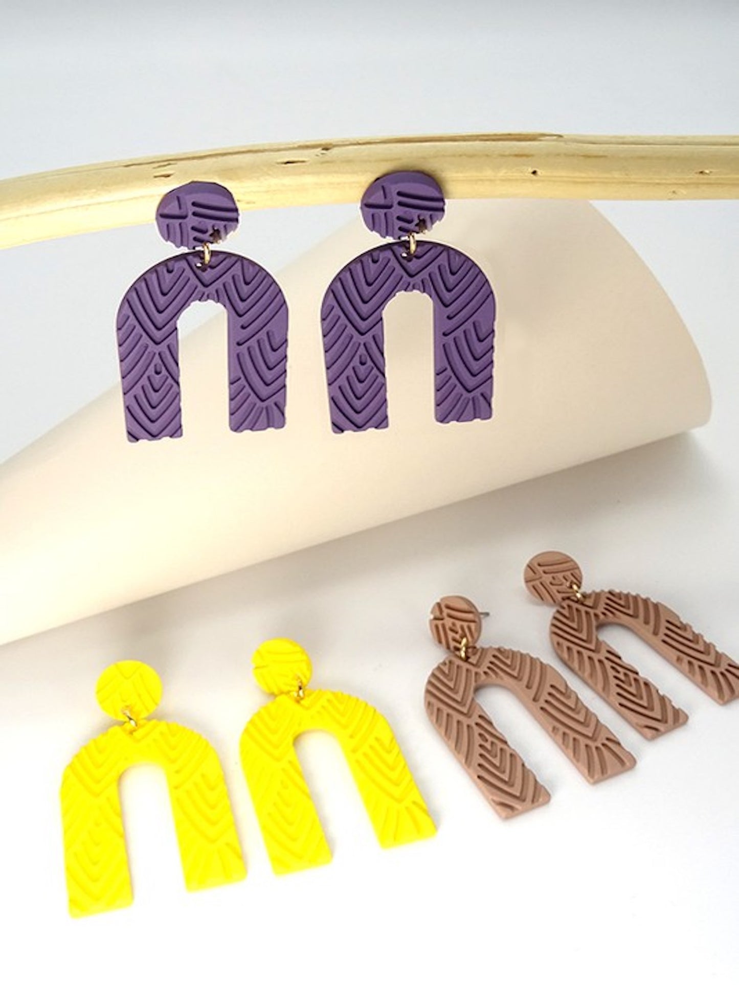 U Clay Earrings-Purple