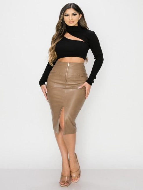 Leather Skirt-Mushroom