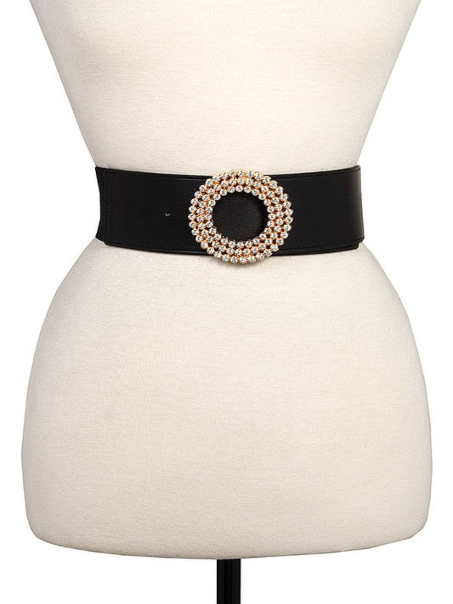 Rhinestone Buckle Belt-Black