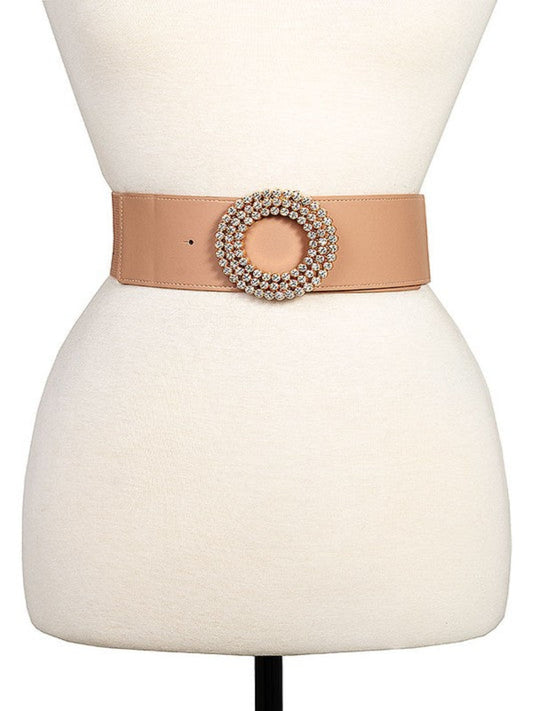 Rhinestone Buckle Belt-Mauve