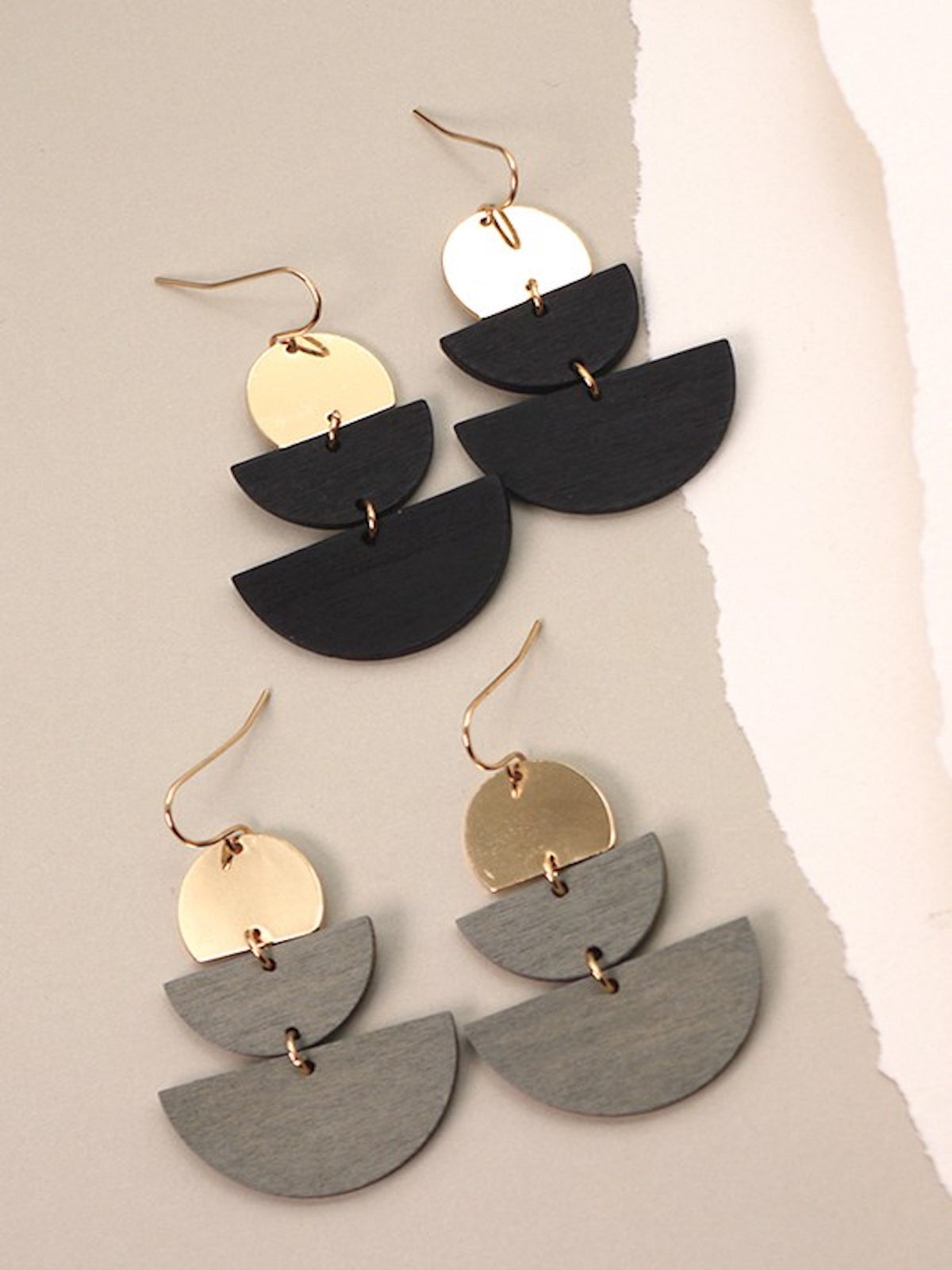 Half Moon Drop Earrings-Gold/Black