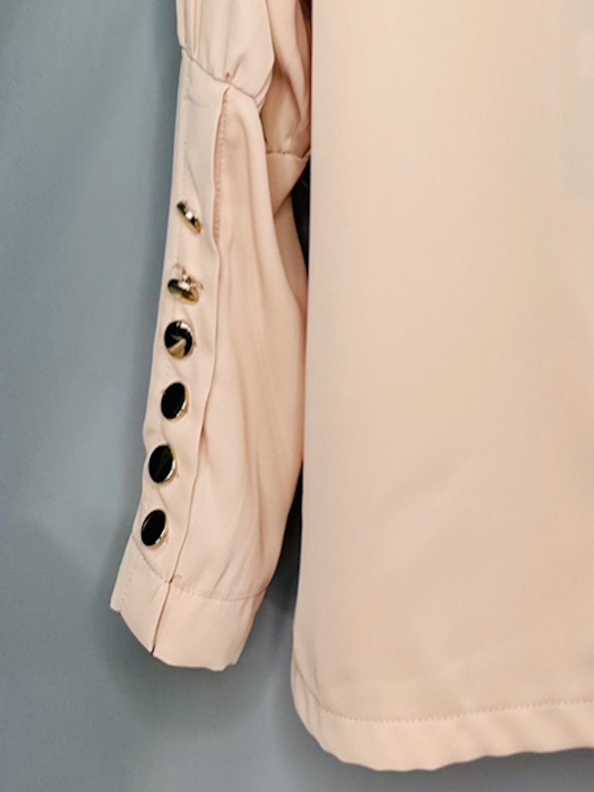 Gold Button Blouse in Nude