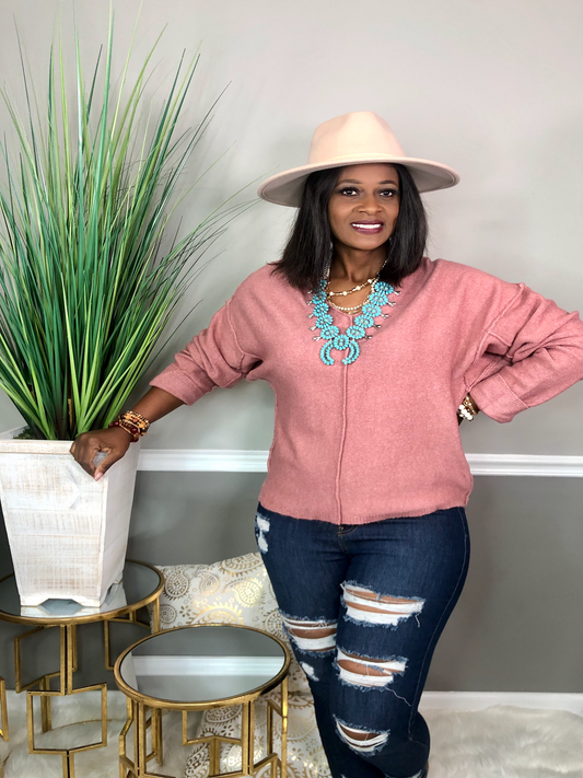 The Comfort Sweater-Rose