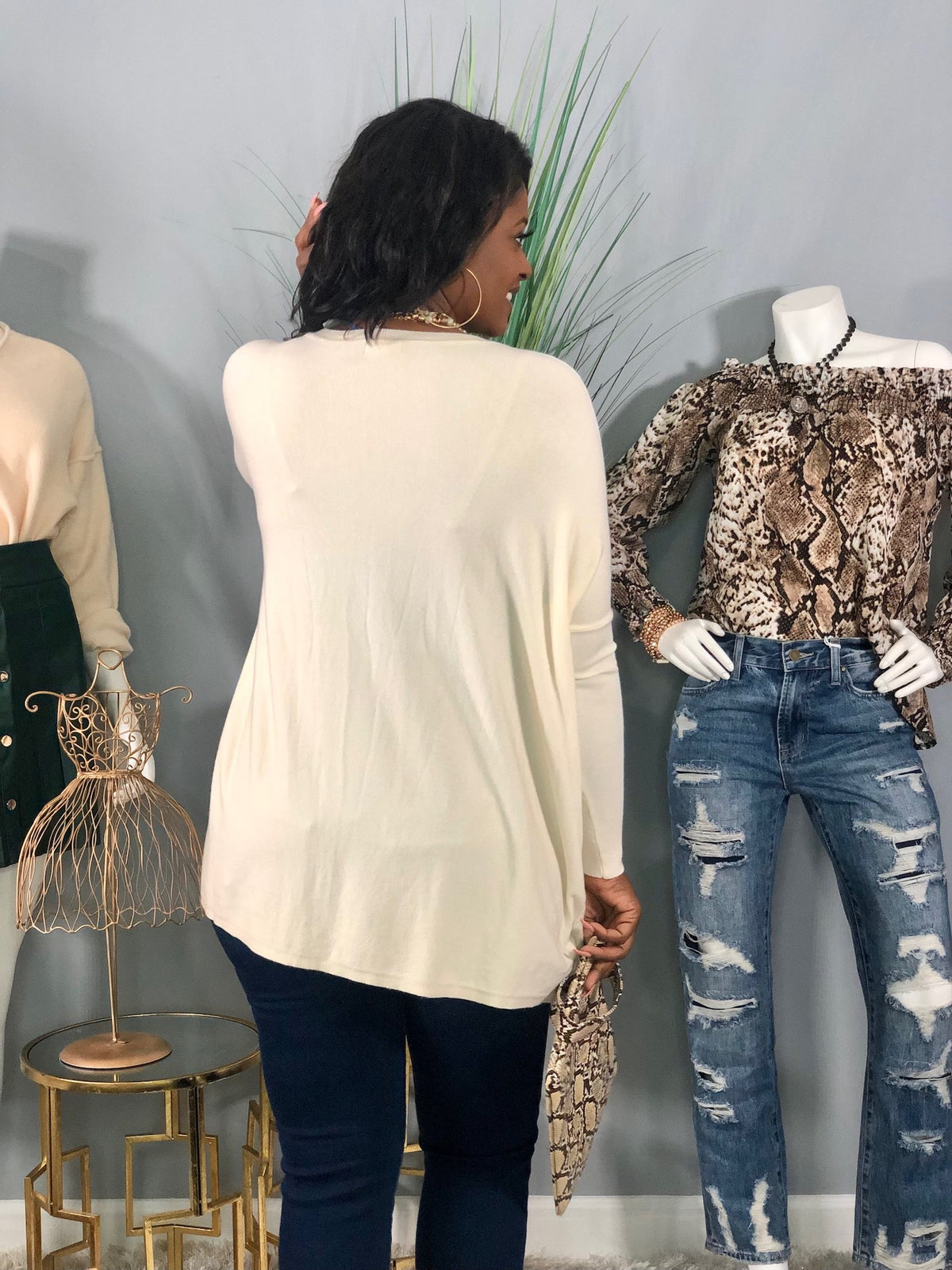 Pocket Dolman Sweater-Ivory