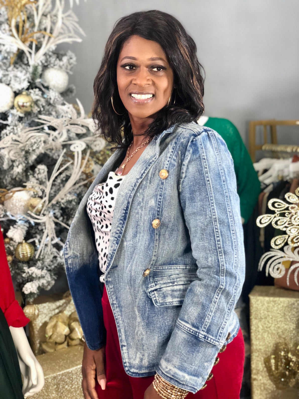 Denim Military Style Blazer