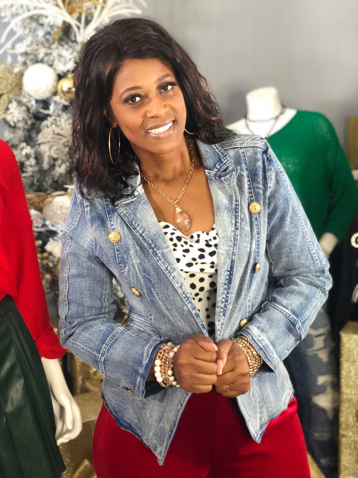 Denim Military Style Blazer