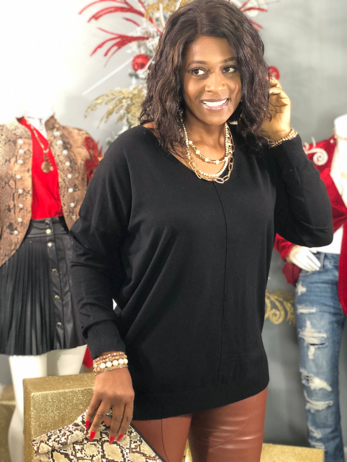 CURVY Girl Knit Sweater-Black