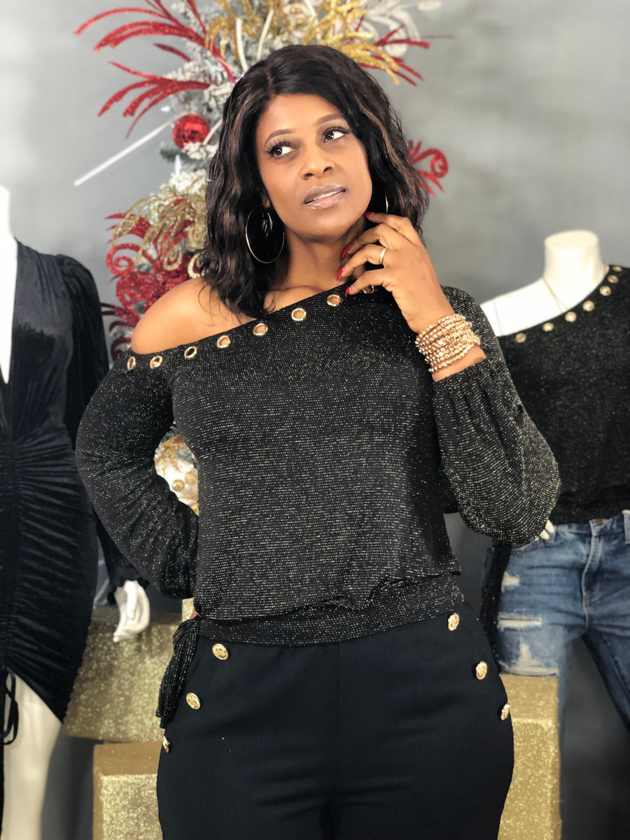 One Shoulder Eyelet Top