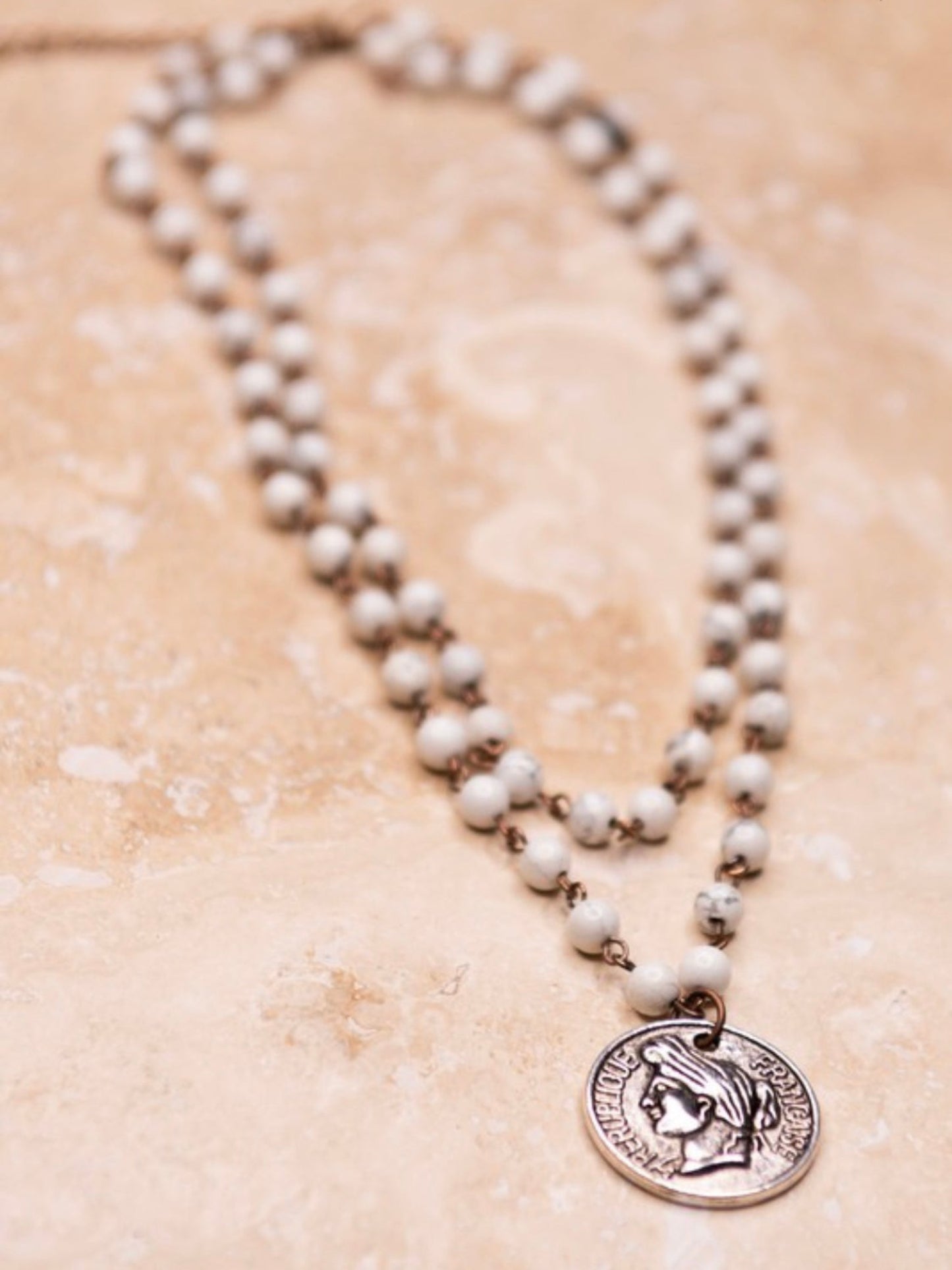 Natural Stone Necklace-White
