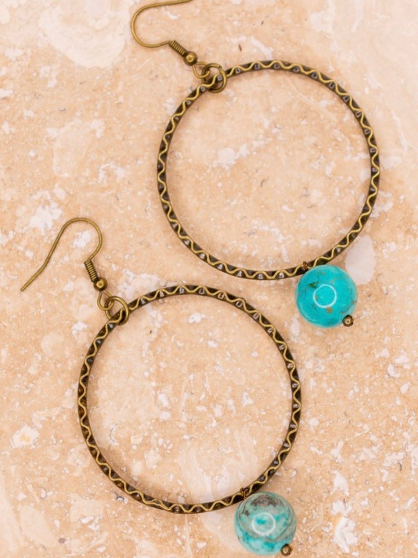 Bead Charm Earrings-Turquiose