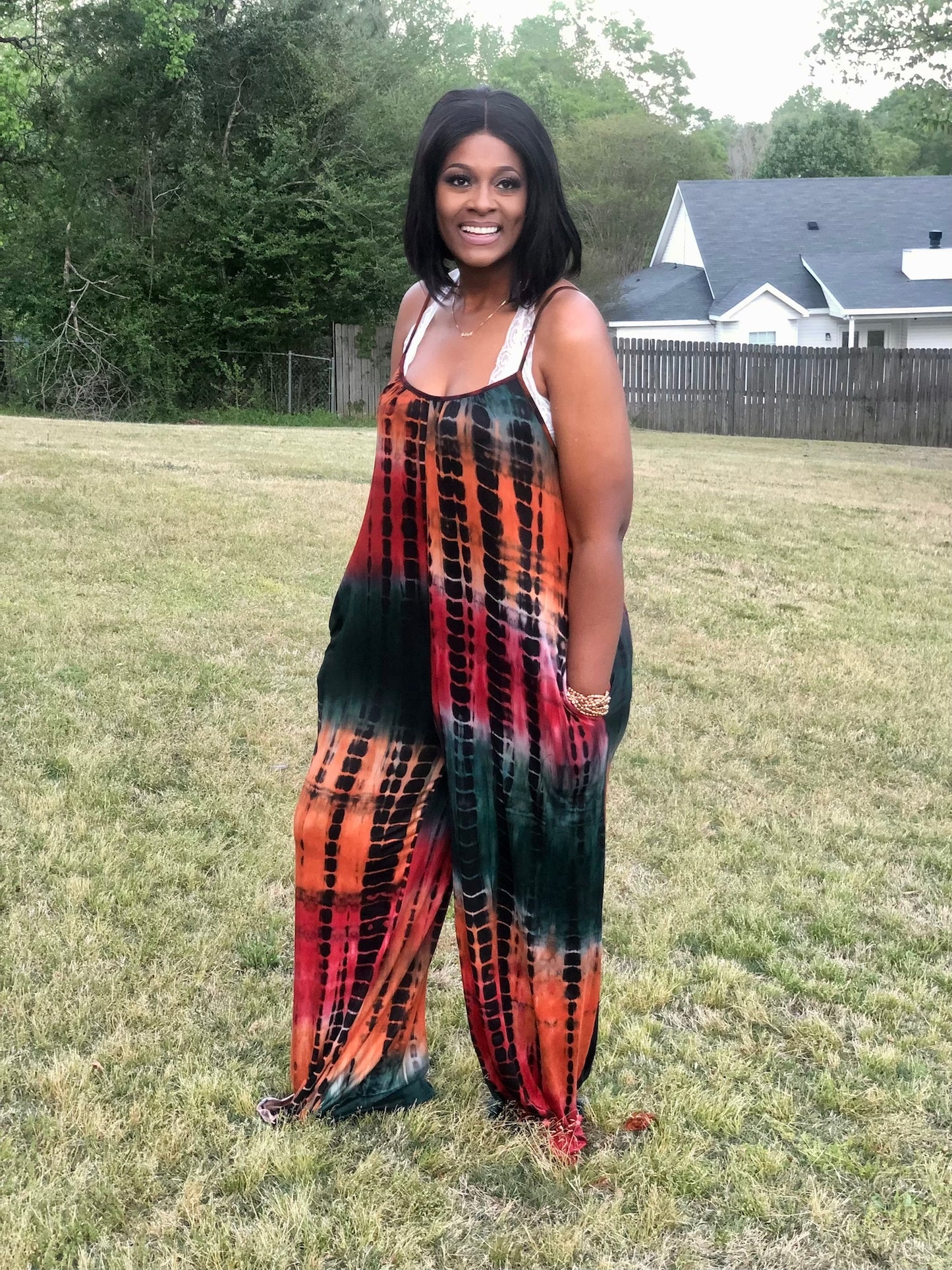 Tie Dye Jumpsuit (orange&teal)