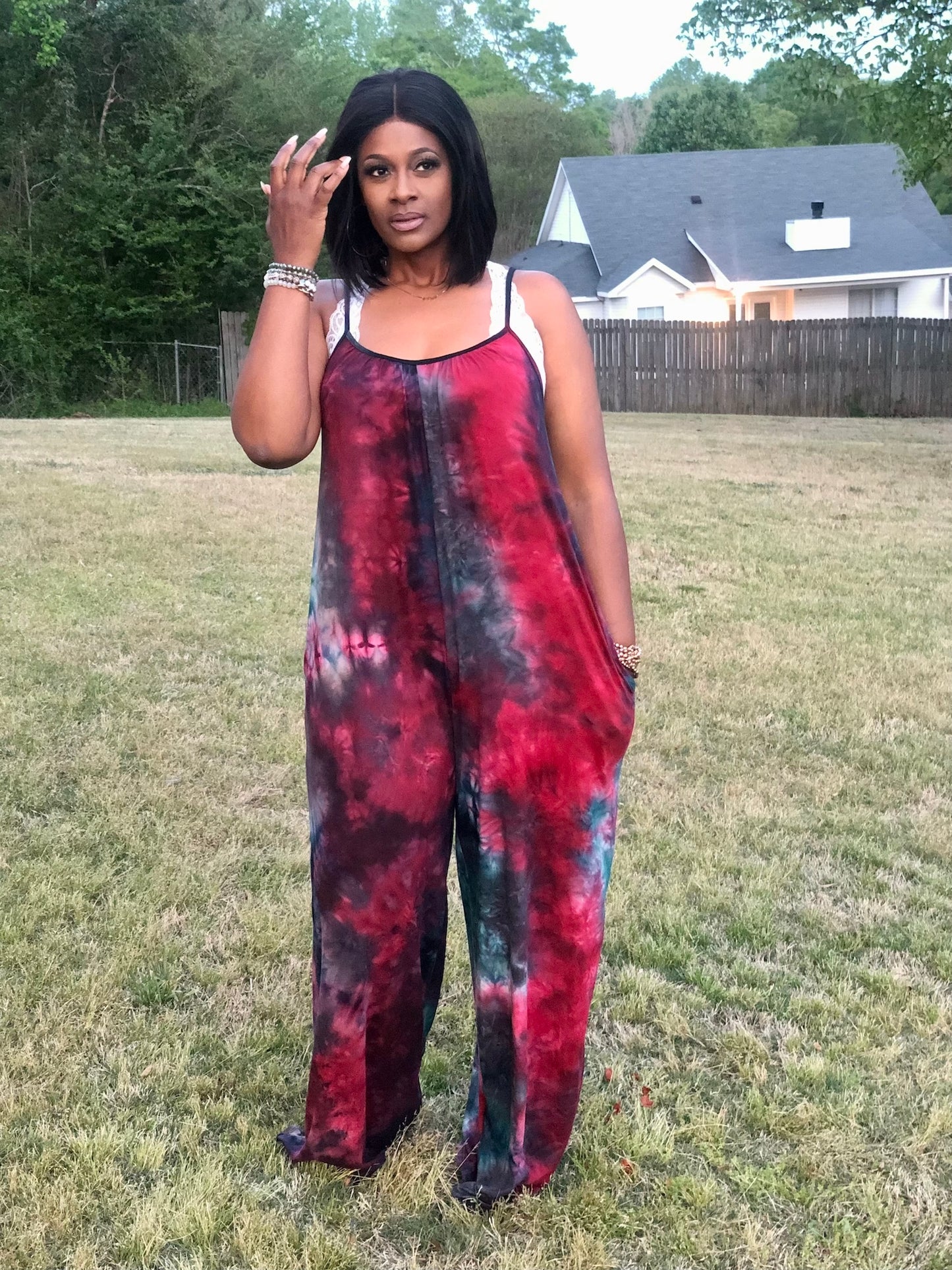 Tie Dye Jumpsuit (teal&magenta)