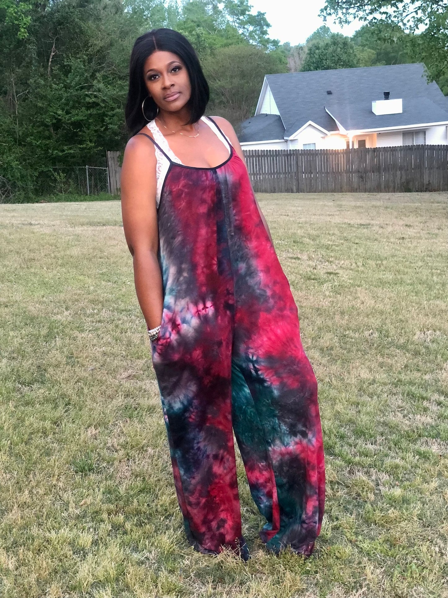 Tie Dye Jumpsuit (teal&magenta)