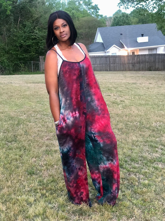Tie Dye Jumpsuit (teal&magenta)