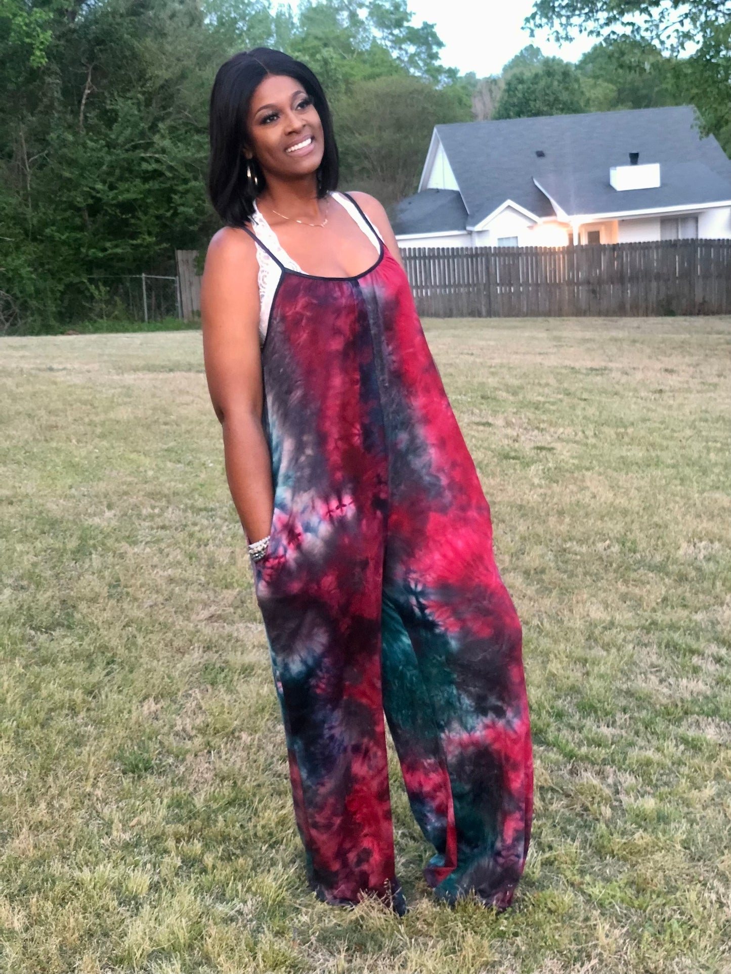 Tie Dye Jumpsuit (teal&magenta)