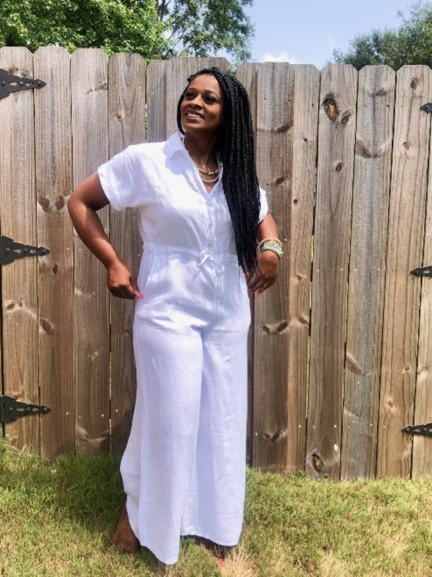 Linen Jumpsuit-White