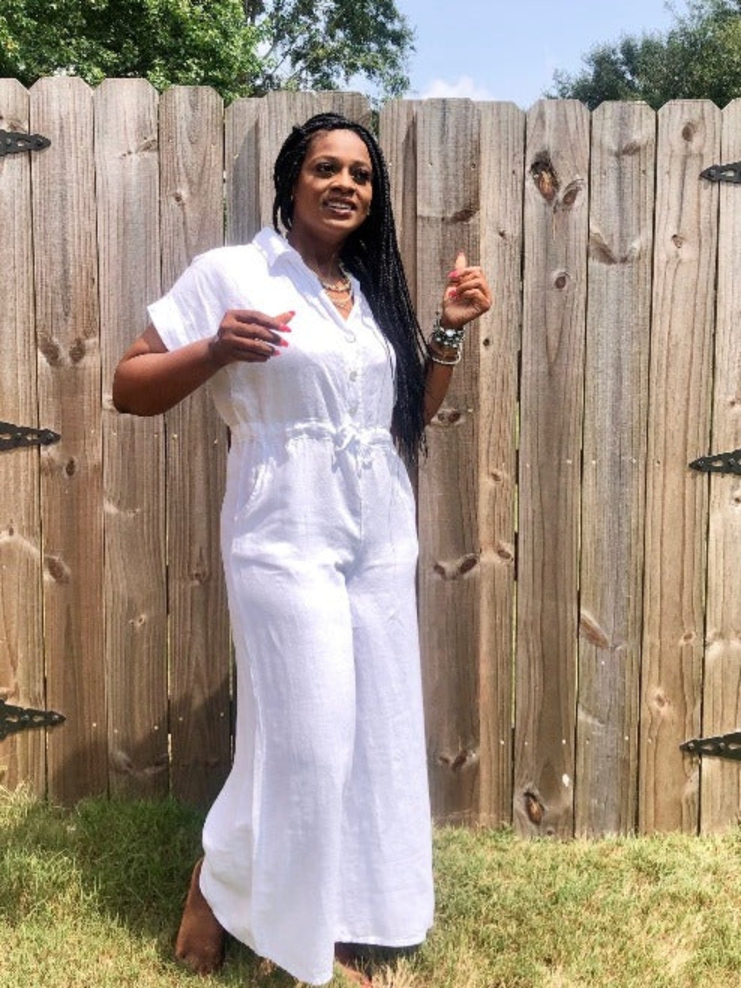 Linen Jumpsuit-White