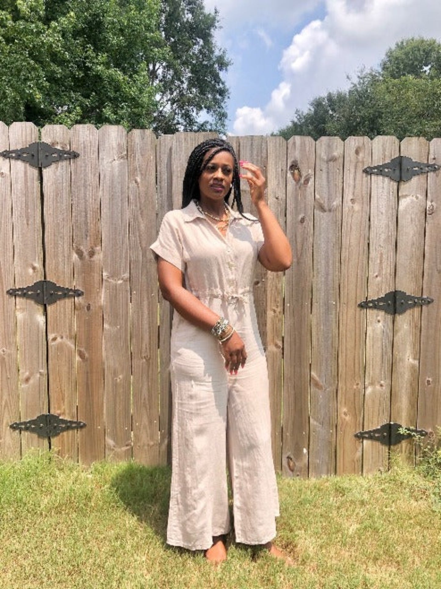 Linen Jumpsuit-Taupe