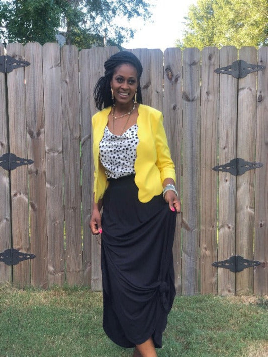 Yellow Scalloped Blazer