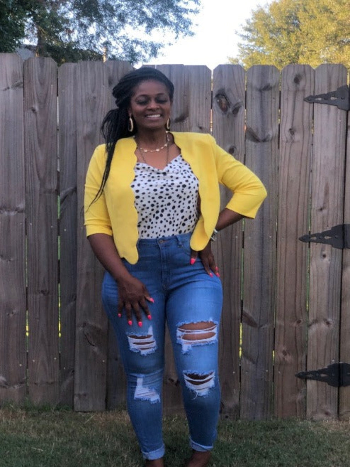 Yellow Scalloped Blazer