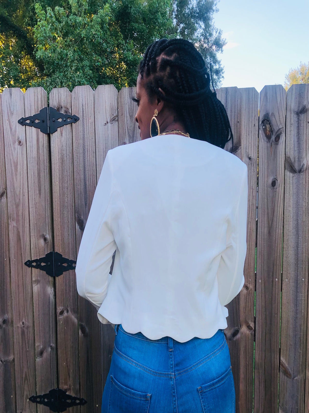 Scalloped Blazer- Off White