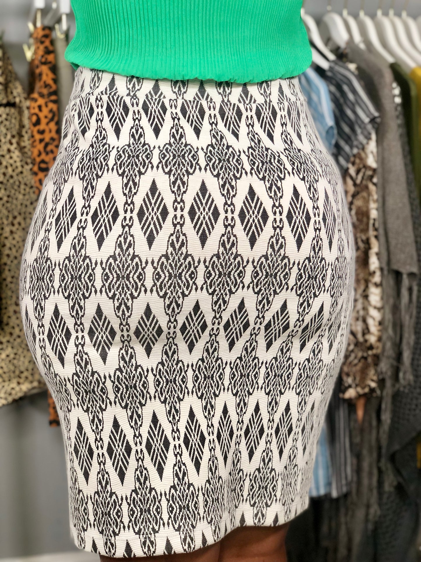 Jacquard Pencil Skirt