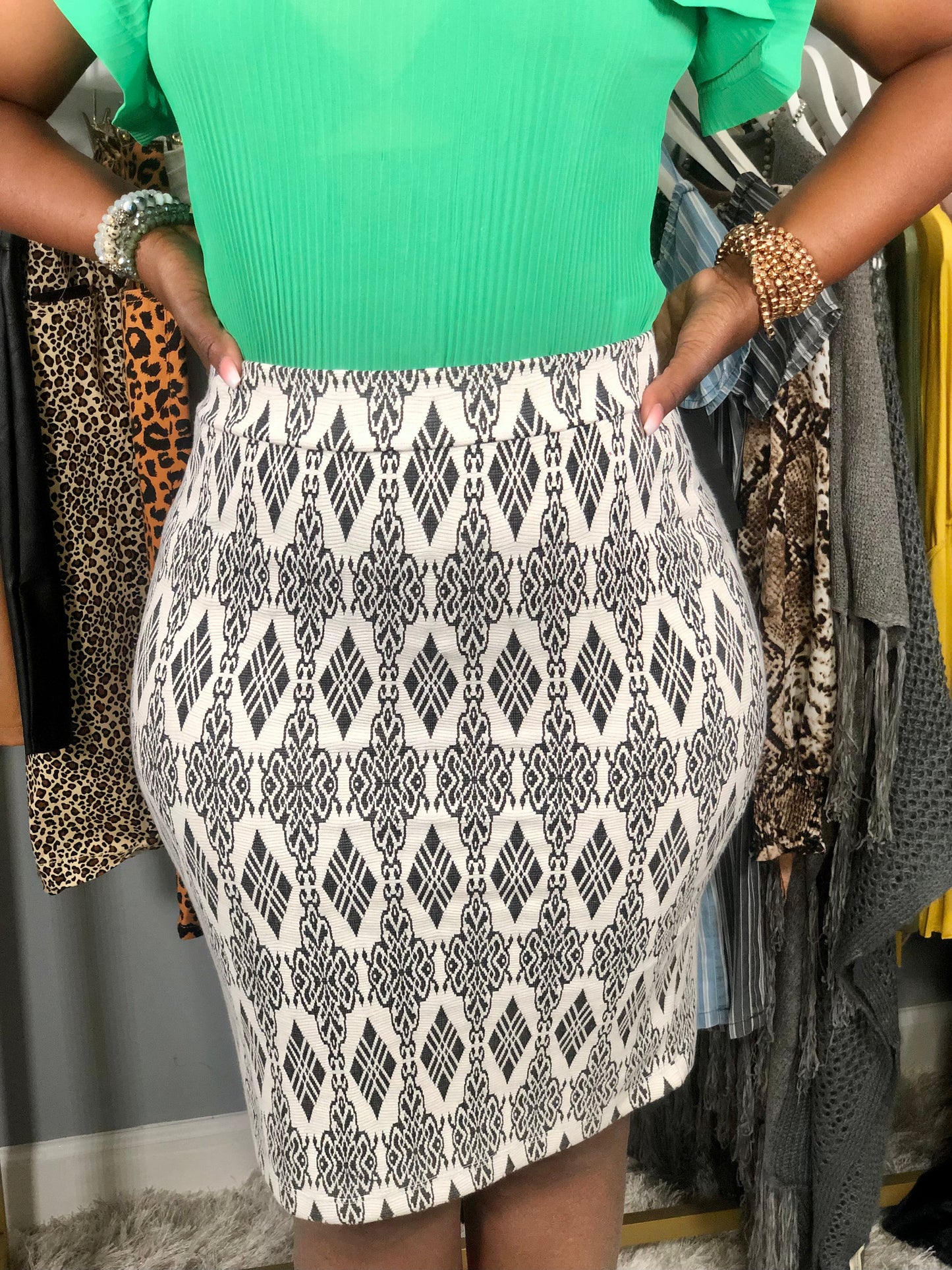 Jacquard Pencil Skirt